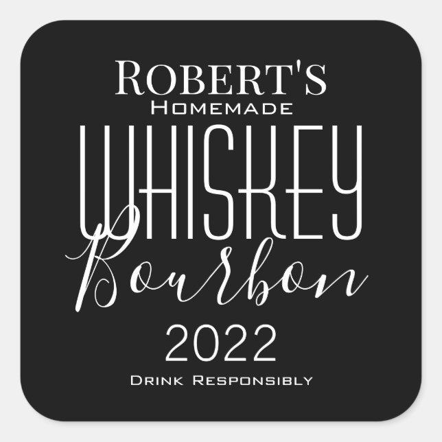 Coole Schriftart Whiskey Bourbon-Label Quadratischer Aufkleber (Vorderseite)