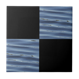 Coole Schwarz-Blau-Quadrate Fliese