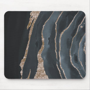 Coole Schwarz-Gold-Marmortextur Mousepad