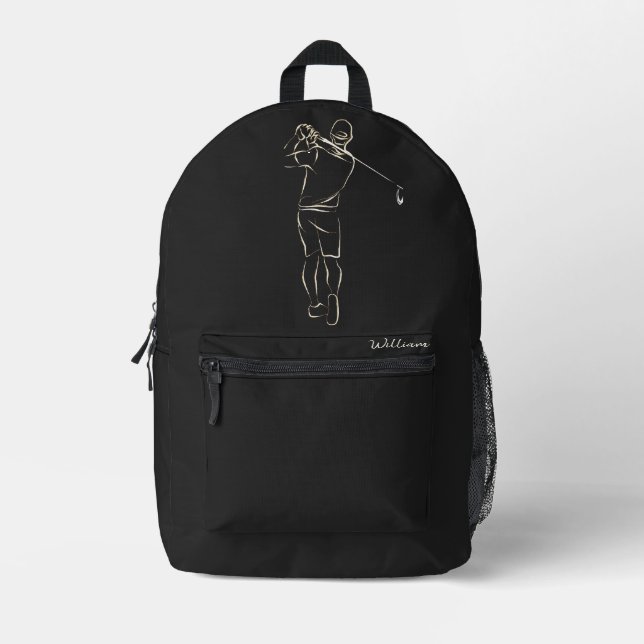 Coole Schwarz-Moderne Ihren Namen klassiges Maskul Bedruckter Rucksack (Vorderseite)