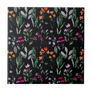 Coole Schwarz-Muster im botanischen Blumen- und Bl Fliese