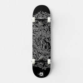 Coole Schwarz-weiße Abstrakte digitale Kunst Skateboard