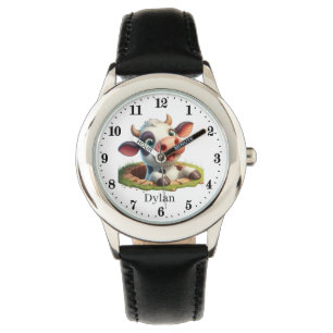 Coole Schwarz-weiße Kuhliebhaber Armbanduhr