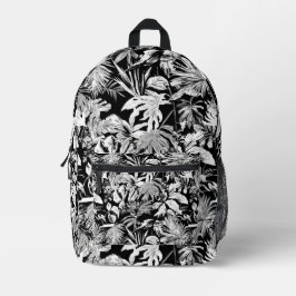 Coole Schwarz-weiße, moderne Tropenleaf-Drucktasch Bedruckter Rucksack