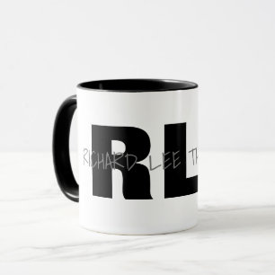 Coole Schwarz-weiße Monogramm-Tasse ( Name + Initi Tasse