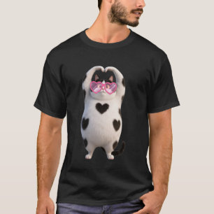 Coole schwarze Katze Kätzchen rote Herzbrille Happ T-Shirt