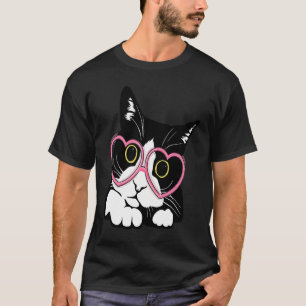 Coole schwarze Katze Kätzchen rote Herzbrille Happ T-Shirt
