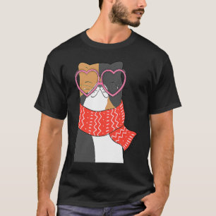 Coole schwarze Katze Kätzchen rote Herzbrille Happ T-Shirt