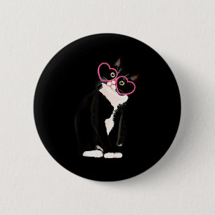 Coole schwarze Katze Kätzchen rotes Herz Gles Happ Button