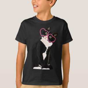 Coole schwarze Katze Kätzchen rotes Herz Gles Happ T-Shirt