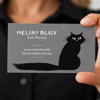 Coole schwarze Katze mit langem Schwanz | Lustige Visitenkarte