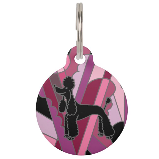 Coole Schwarze Poodle Hunde Kunst Haustiermarke (Vorderseite)