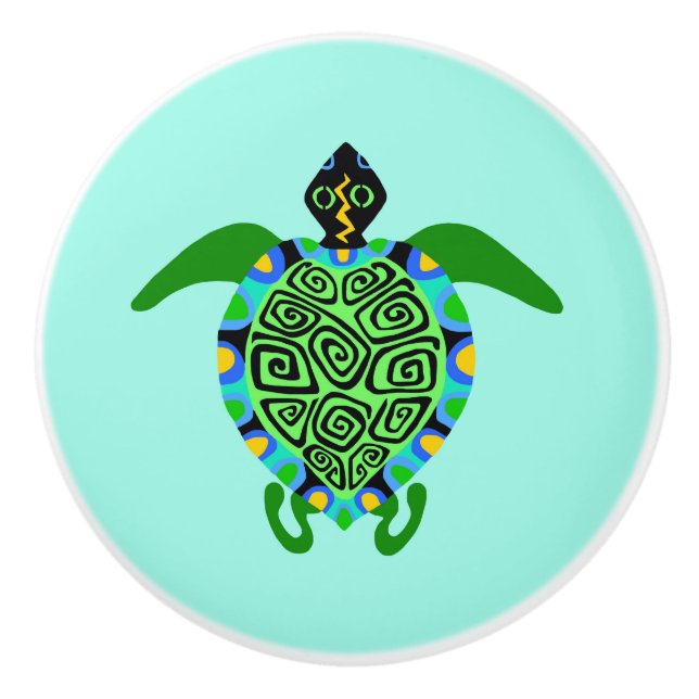 Coole See TURTLE - Tierfreund - Aqua Keramikknauf (Vorderseite)