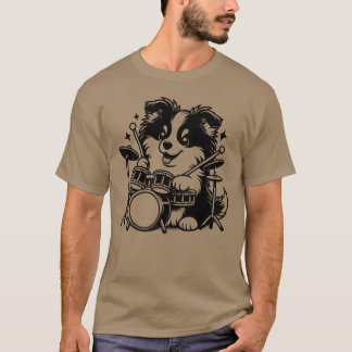 Coole Sheltie-Welpen-Trommler-Band-Design-Familie T-Shirt