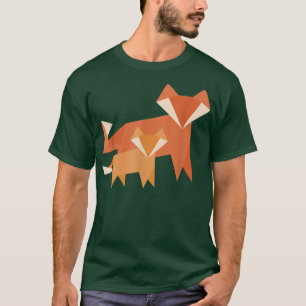 Coole Sicht auf Mutter und Kind Niedlicher Origami T-Shirt