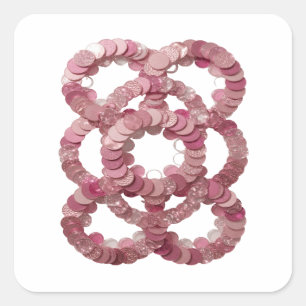 Coole Silberne PINK SEQUINS Quadratischer Aufklebe Aufkleber