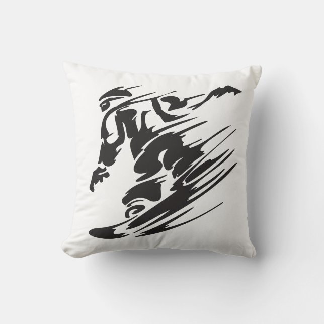 Coole Silhouette Snowboarden Bergkissen Kissen (Vorderseite)
