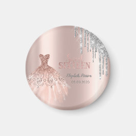 Coole Silver Glitzer Tropfen, Rose Gold Magnet