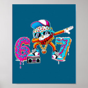 Coole Six Seven Dabbing Basketball Illustration Poster