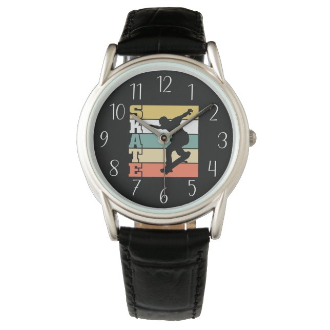 coole Skateboardart Armbanduhr (Vorderseite)
