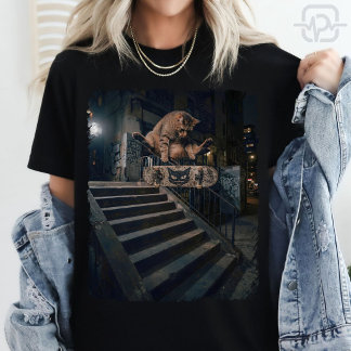 Coole Skateboarding-Katze Kickflip Lustige Streetw T-Shirt