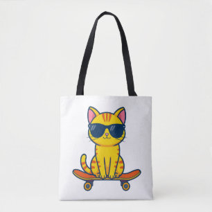 Coole Skateboarding-Katze mit Sonnenbrille Cartoon Tasche