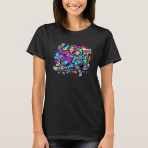 Coole Skater-Mom und Sohn Graffiti Street Style T- T-Shirt