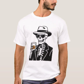 Coole Skeleton-Jazzclub-Ästhetik-T-Shirt – Fedora T-Shirt