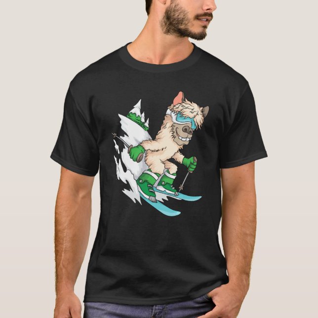 Coole Skireise Alpaca Der Ski Funny Funny Frische  T-Shirt (Vorderseite)