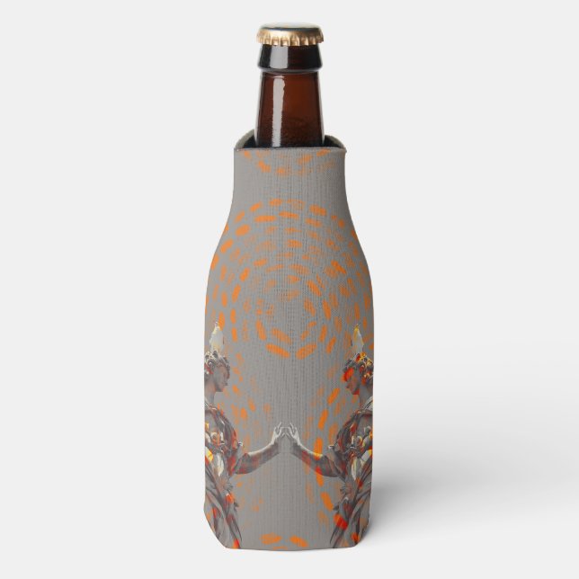 Coole Skulpturenskulptur und orangefarbene Kreise Flaschenkühler (Flaschenvorderseite)