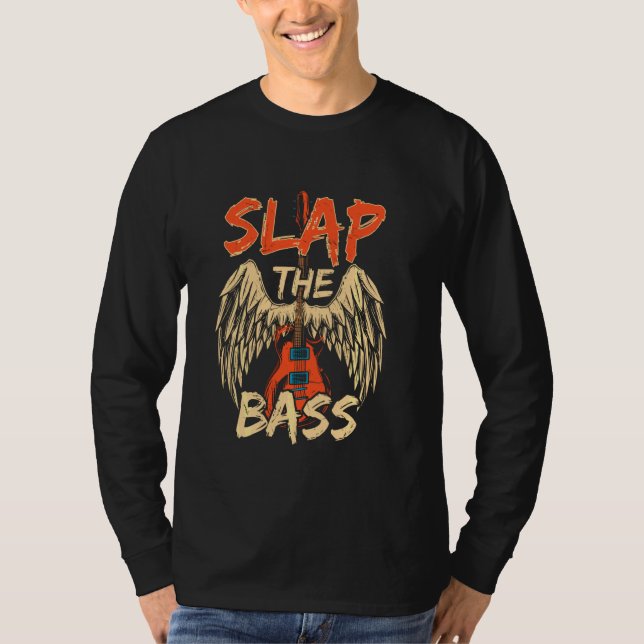 Coole Slap-the-Bass Gitarre mit Flügelschlag Exp T-Shirt (Vorderseite)