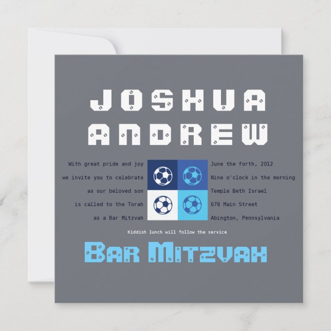 COOLE SOCCER Bar Bat Mitzvah Einladung (Vorderseite)