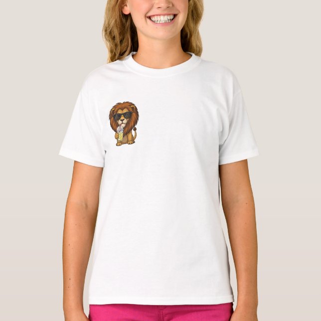 Coole Sommer-Sonnenbrillen Löwe Kinder T-Shirt (Vorderseite)