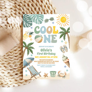 Coole Sommer-Strandparty zum 1. Geburtstag Einladung