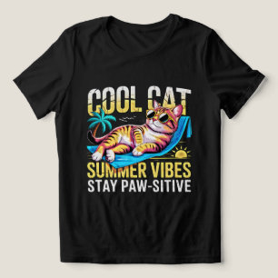 Coole Sommerkatze Damen - Lustige Retro-Strand-Vib Tri-Blend Shirt