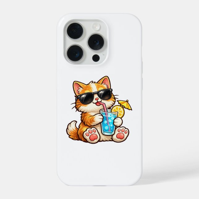 Coole Sommerkatze iPhone 15 Pro Hülle (Rückseite)