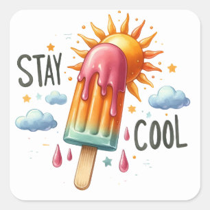 Coole Sommerkleber bleibe Quadratischer Aufkleber