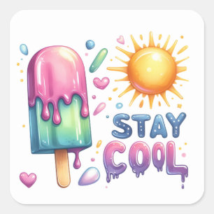 Coole Sommerkleber bleibe Quadratischer Aufkleber