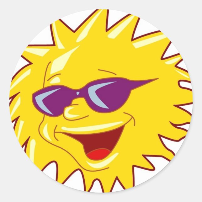 Coole Sonne mit Sonnenbrille Runder Aufkleber (Vorderseite)