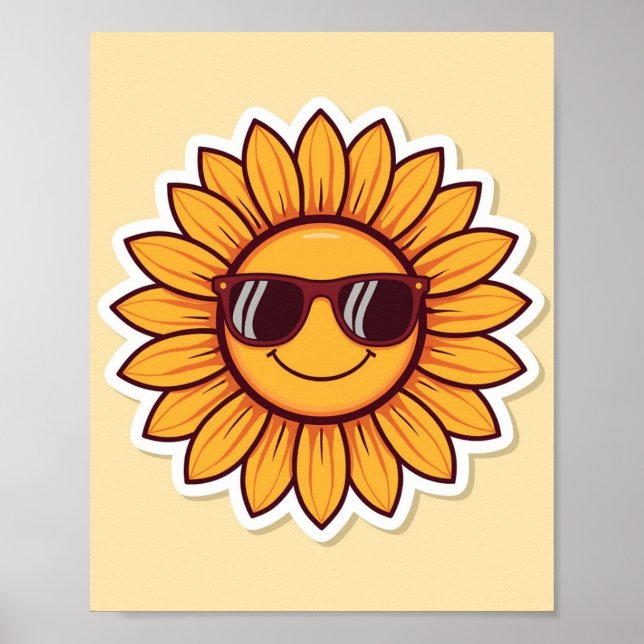 Coole Sonnenblume mit Sonnenbrille Poster (Vorne)