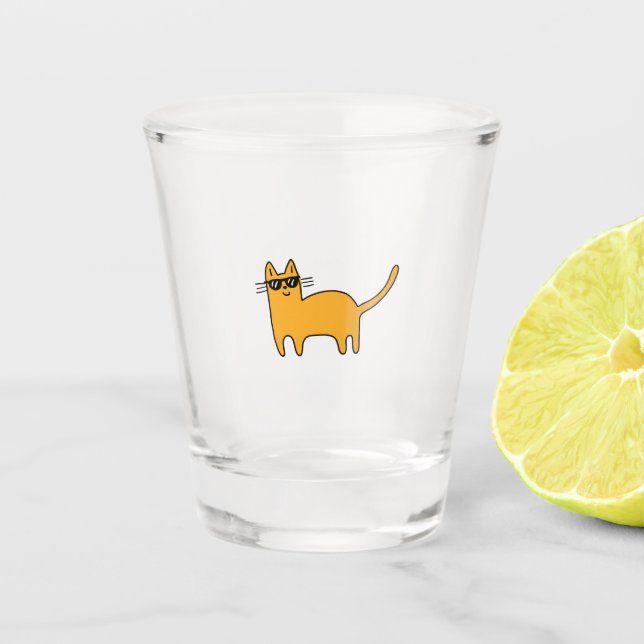 Coole Sonnenbrille Katze Schnapsglas (Vorderseite)