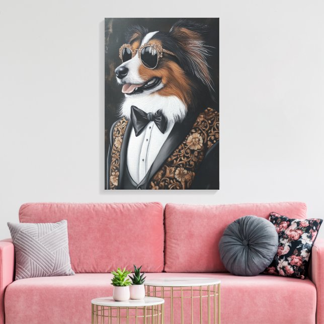 Coole Sonnenbrille Shetland Sheepdog | Sheltie Leinwanddruck (Insitu (Wohnzimmer))