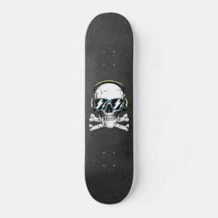 Coole Sonnenbrille und Kopfhörer Schwarz-Gotik Skateboard