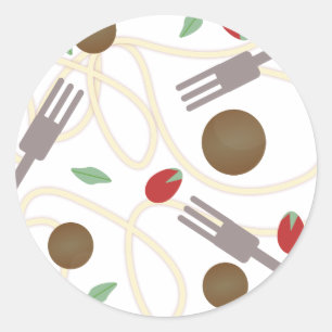 Coole Spaghetti-Fleischbällchen-Muster Runder Aufkleber