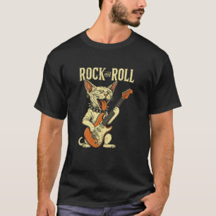 Coole Sphynx-Katze spielt Gitarre lustige Rockmusi T-Shirt
