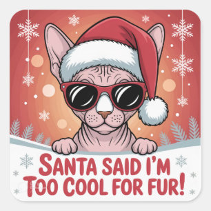 Coole Sphynx-Katze Weihnachten Santa Design Quadratischer Aufkleber