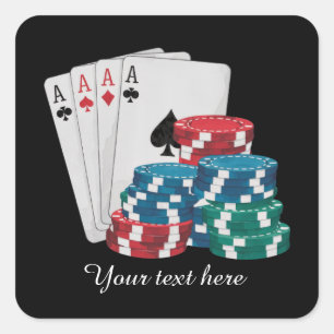 Coole Spielkarten Casino-Chips fügen Text hinzu Quadratischer Aufkleber