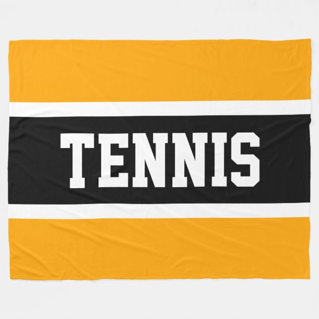 Coole sporty Bold Yellow Black TENNIS Letters Text Fleecedecke (Vorderseite (Horizontal))