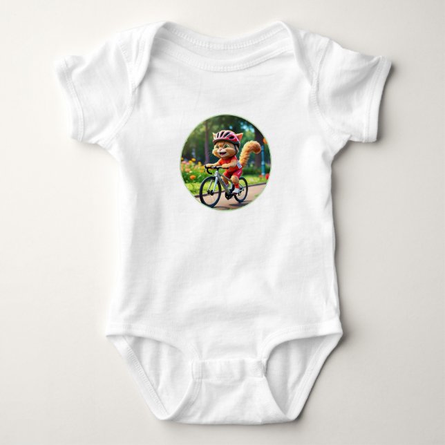 Coole Sporty Cat auf dem Fahrrad Baby Strampler (Vorderseite)