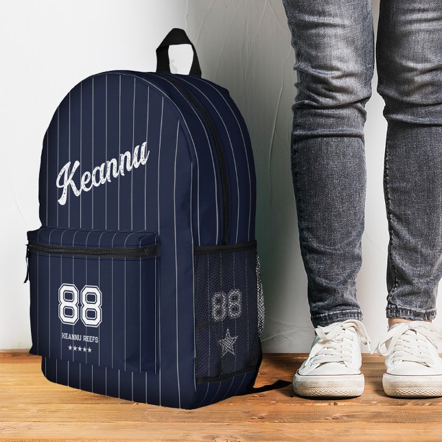 Coole Sporty Stylish Navy Blue Stripes Bedruckter Rucksack (Cool Sporty Stylish Navy Blue Stripes Printed Backpack
)